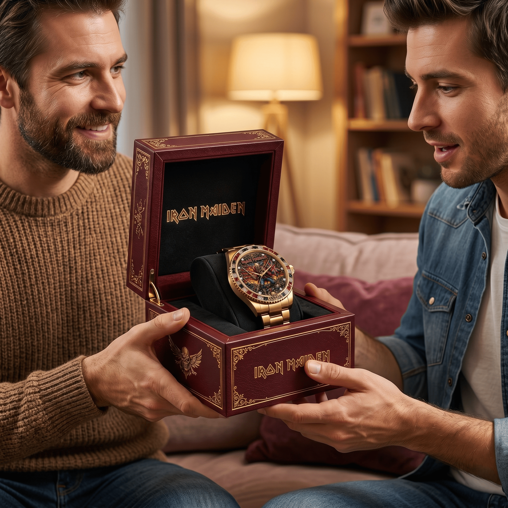 Montre de Luxe Dorée avec Rubis - Édition Iron Maiden