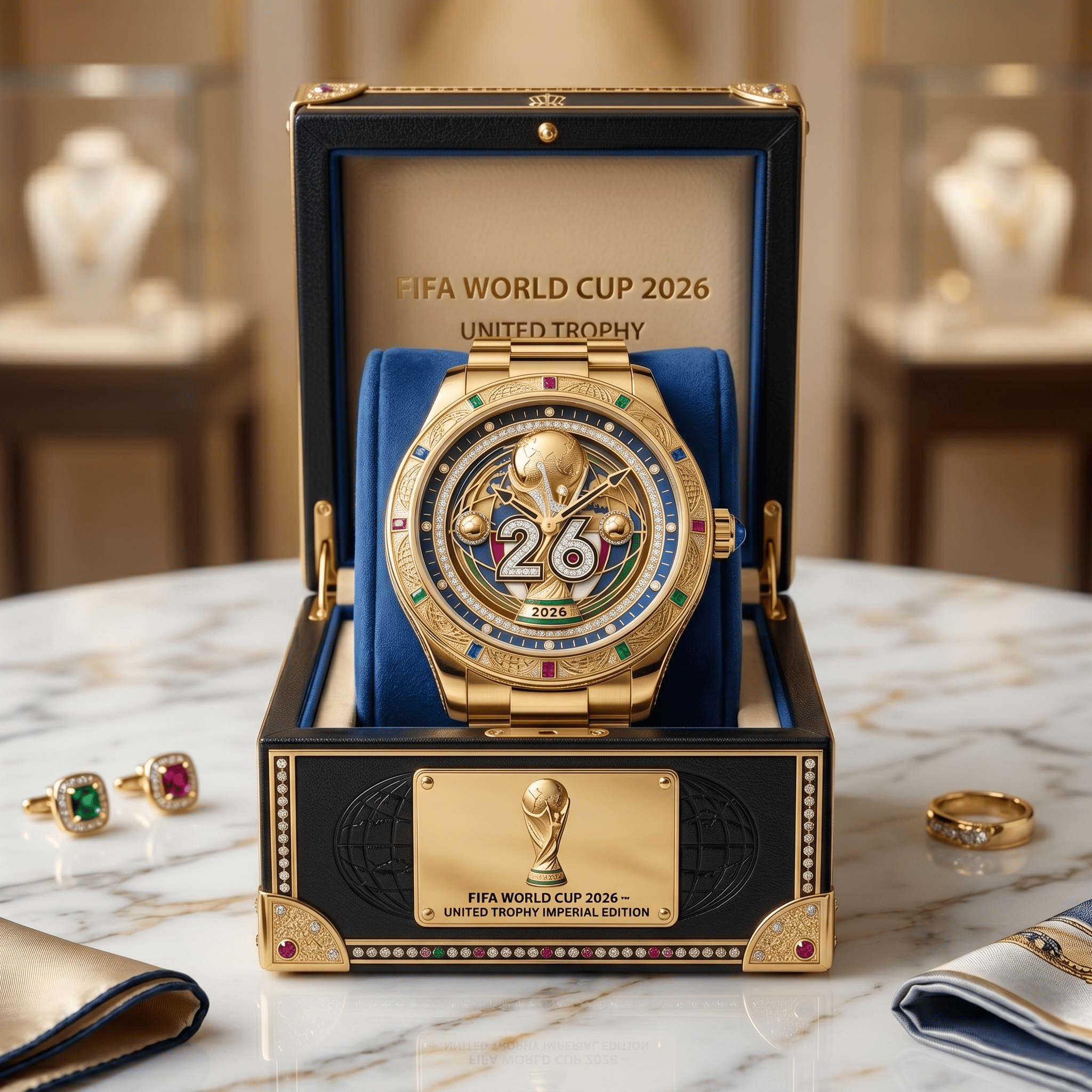 Montre de Luxe Dorée - Édition FIFA Coupe du Monde 2026