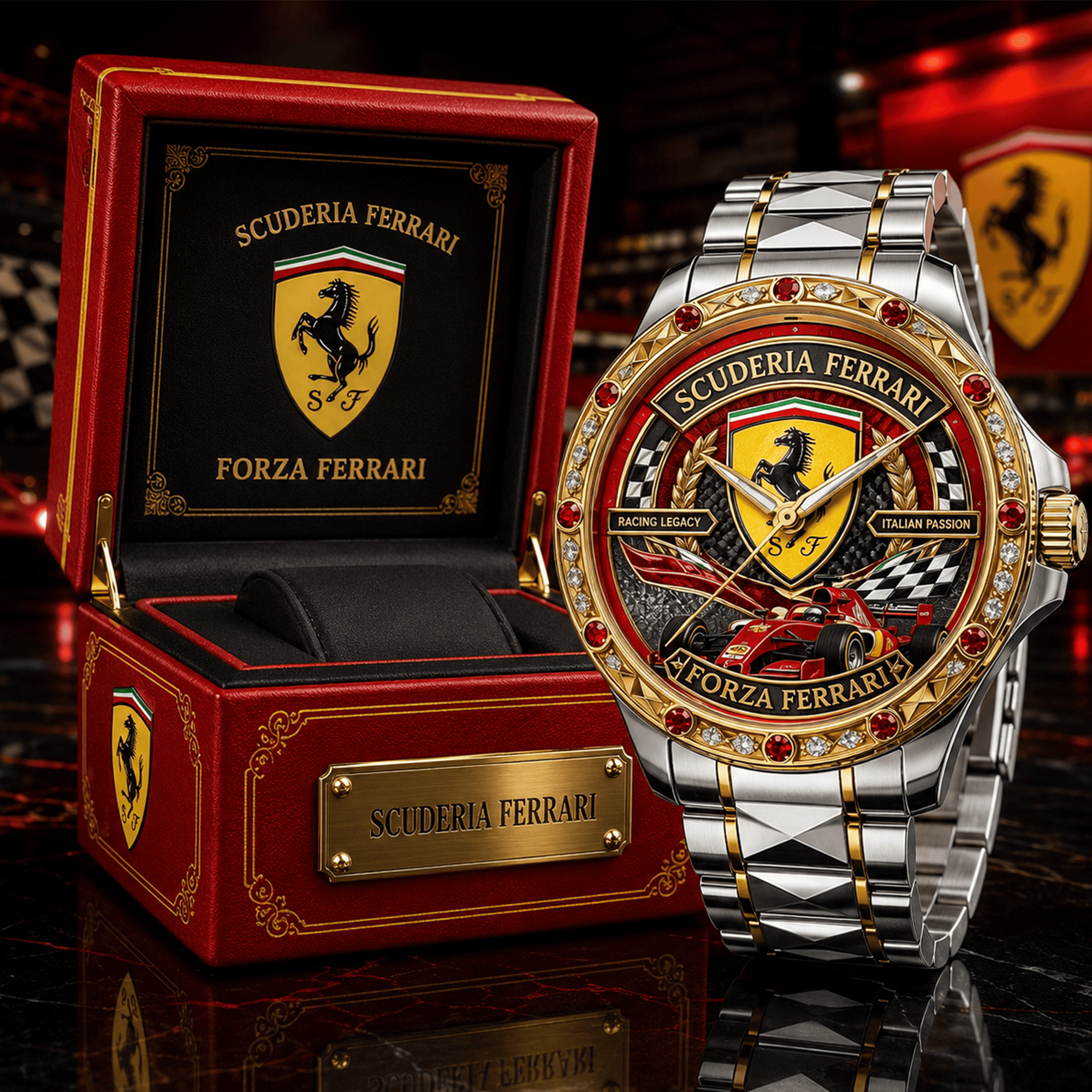 Montre Bicolore avec Rubis - Édition Ferrari