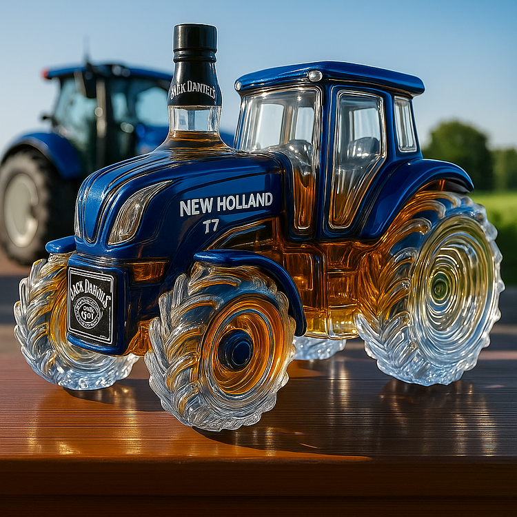 Bouteille classique de whisky en forme de tracteur New Holland T7