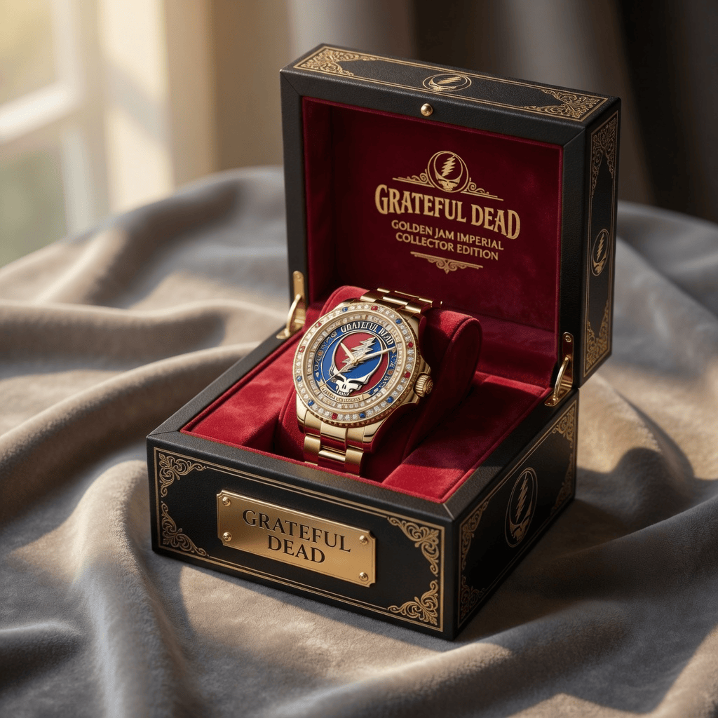 Montre de Luxe Dorée avec Strass - Édition Grateful Dead