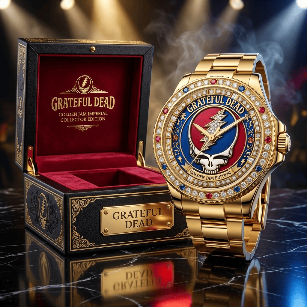 Montre de Luxe Dorée avec Strass - Édition Grateful Dead