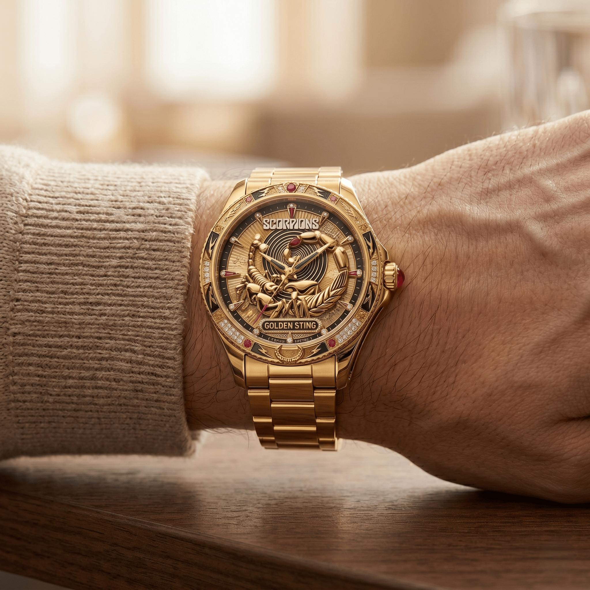 Montre de Luxe Dorée Scorpion d'Or - Édition Scorpions