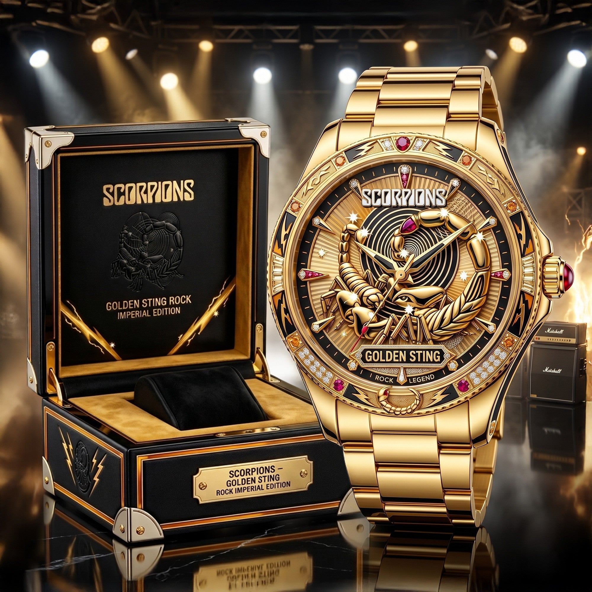Montre de Luxe Dorée Scorpion d'Or - Édition Scorpions
