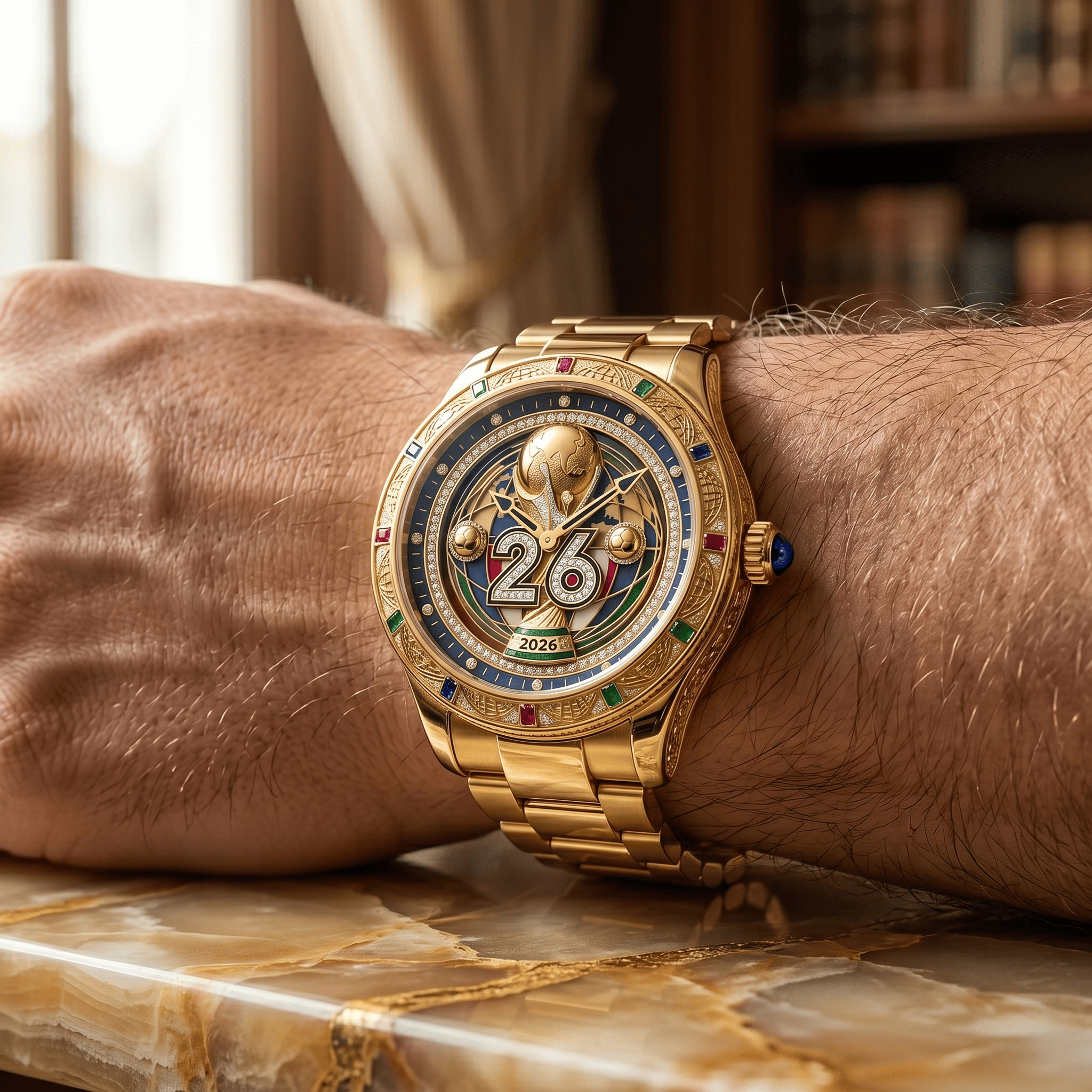 Montre de Luxe Dorée - Édition FIFA Coupe du Monde 2026