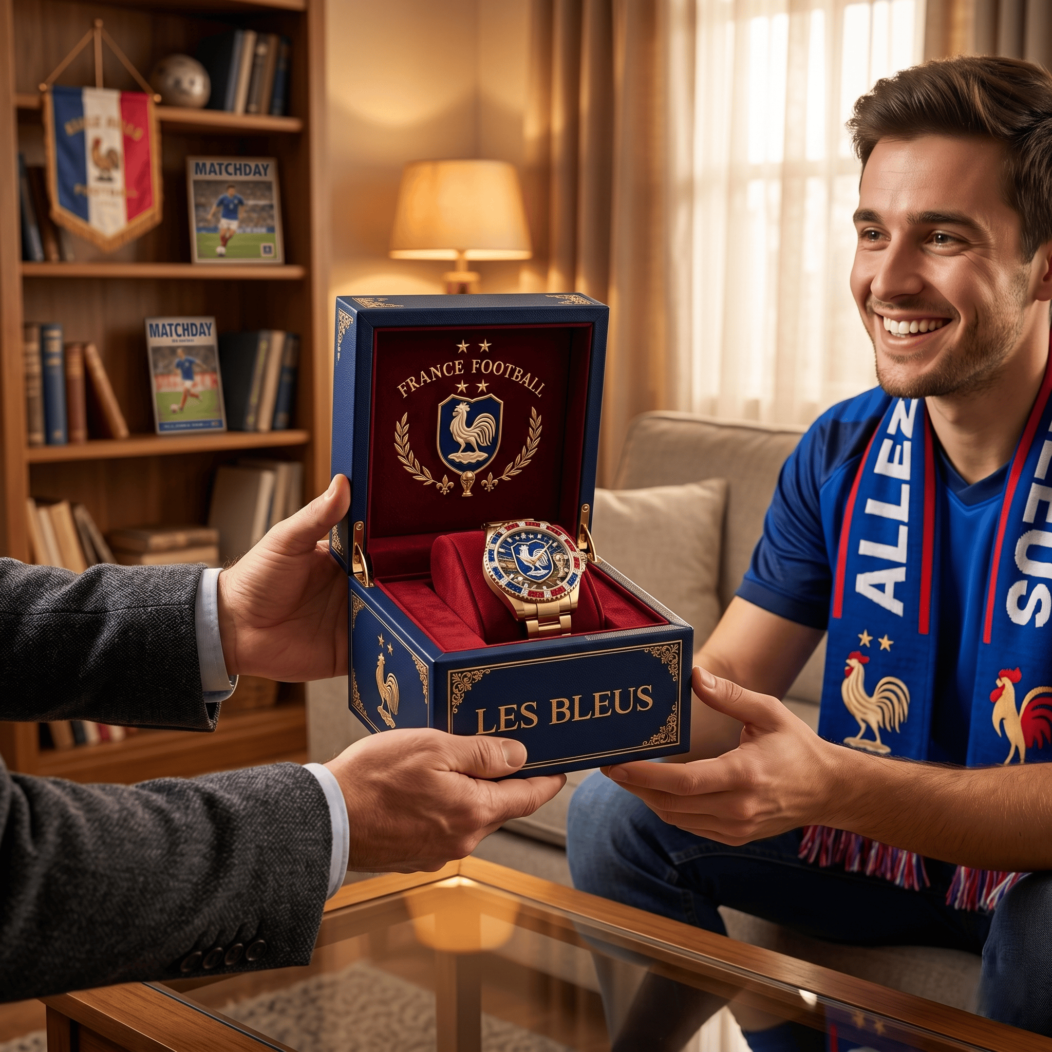 Montre de Luxe Dorée avec Rubis & Saphirs - Édition France Coupe du Monde 2026