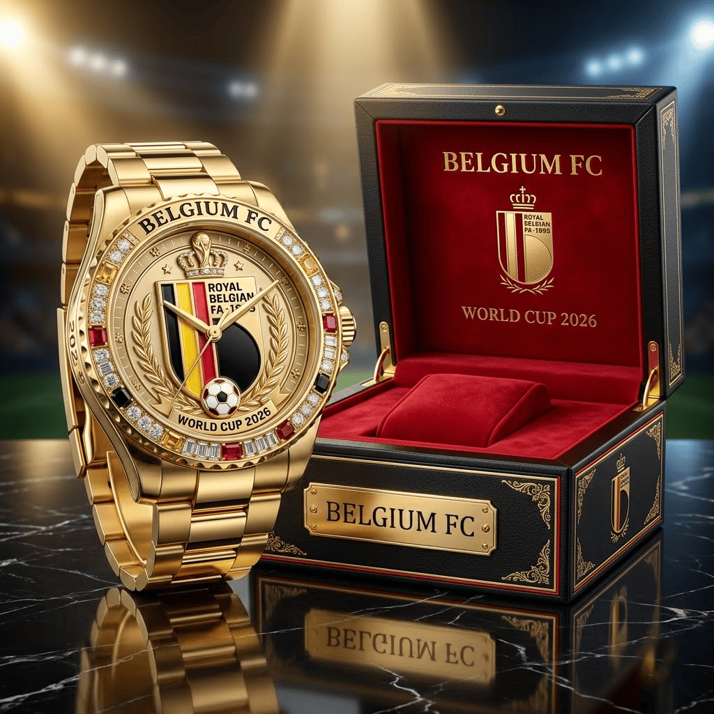Montre de Luxe Dorée - Édition Belgique Coupe du Monde 2026