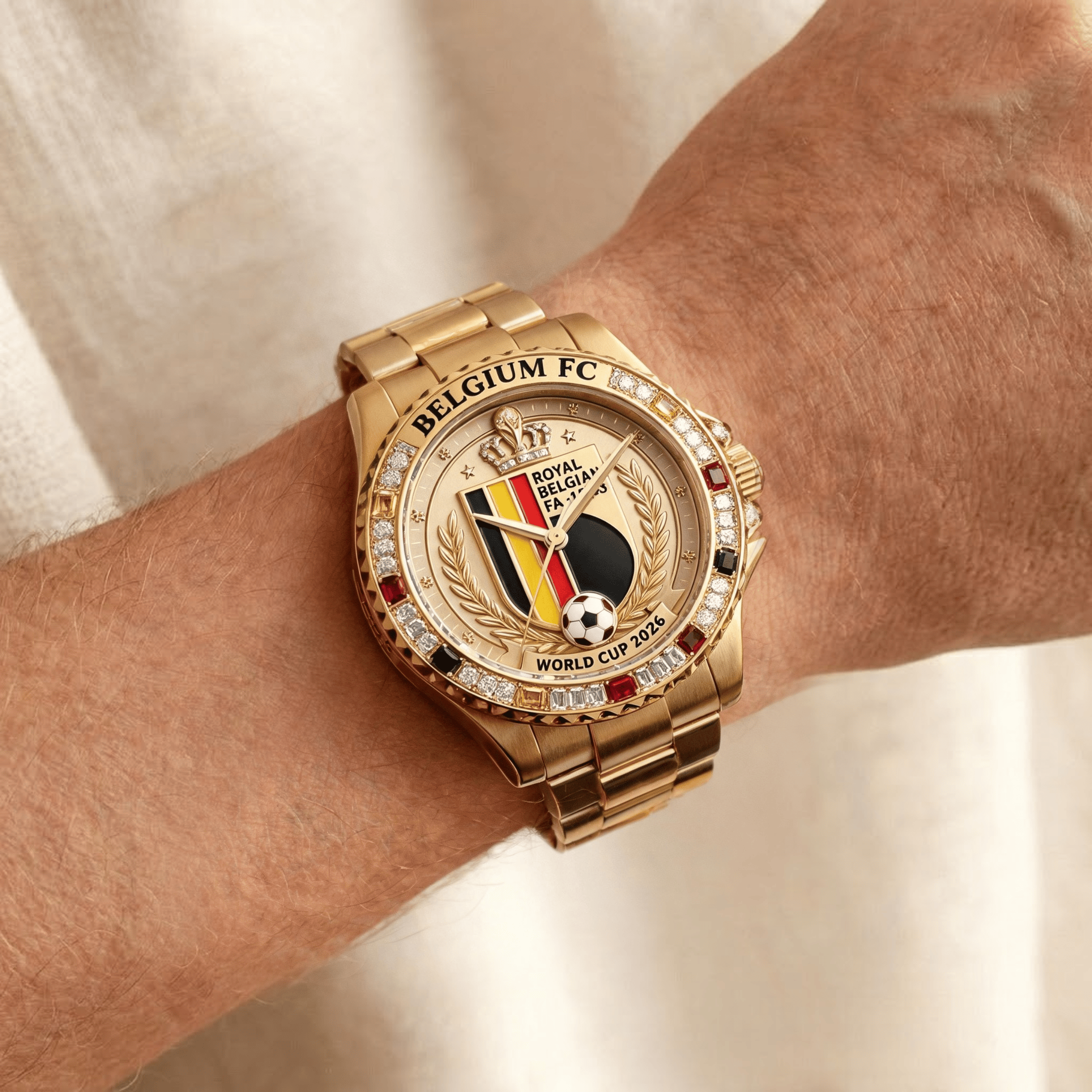 Montre de Luxe Dorée - Édition Belgique Coupe du Monde 2026