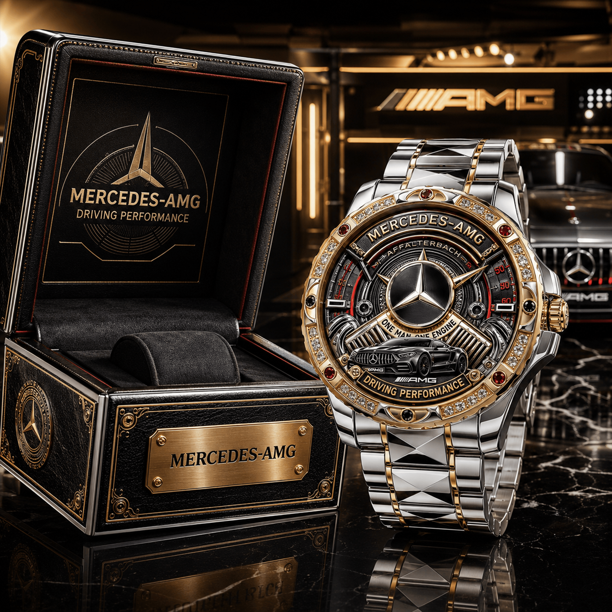 Montre Bicolore avec Diamants - Édition Mercedes-AMG