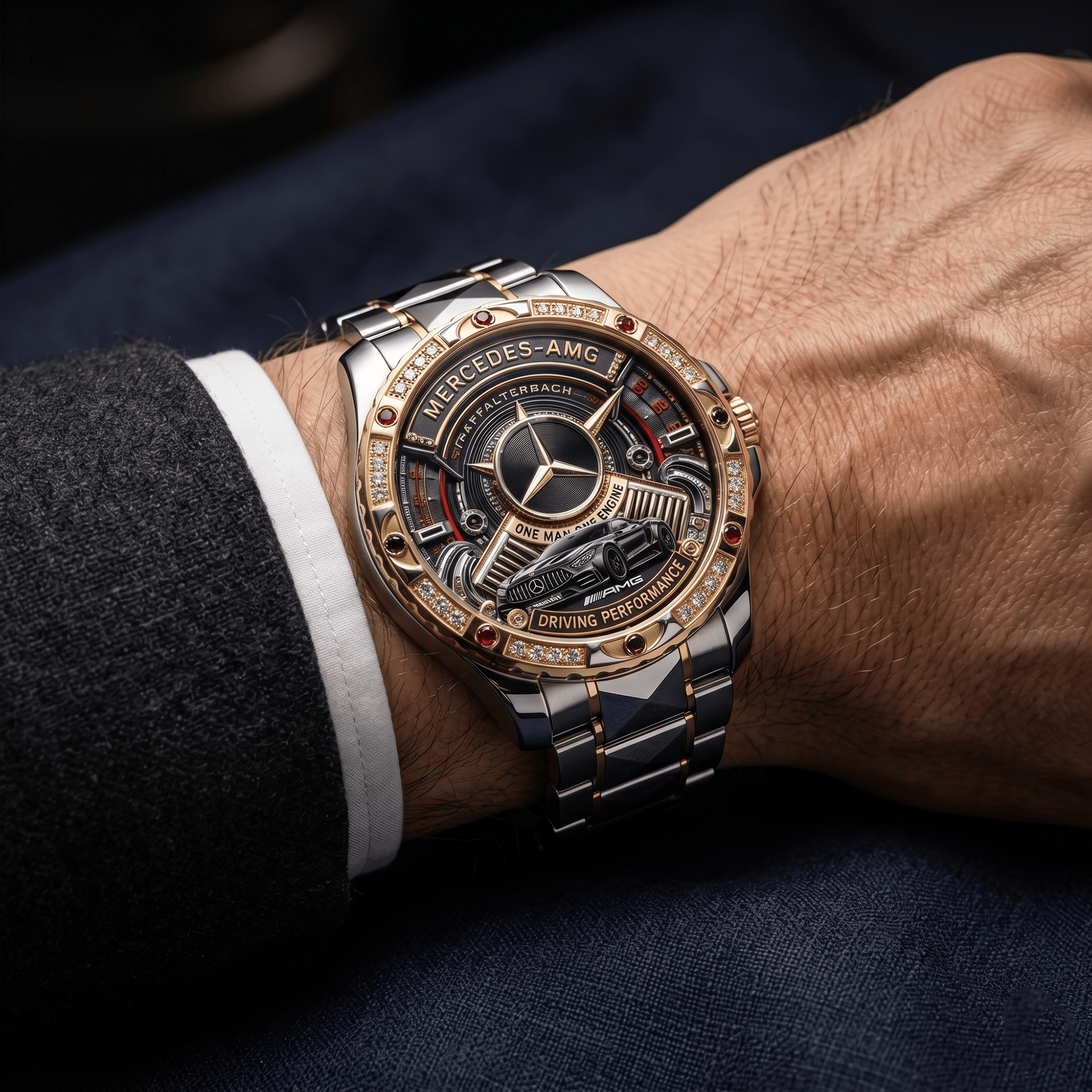 Montre Bicolore avec Diamants - Édition Mercedes-AMG