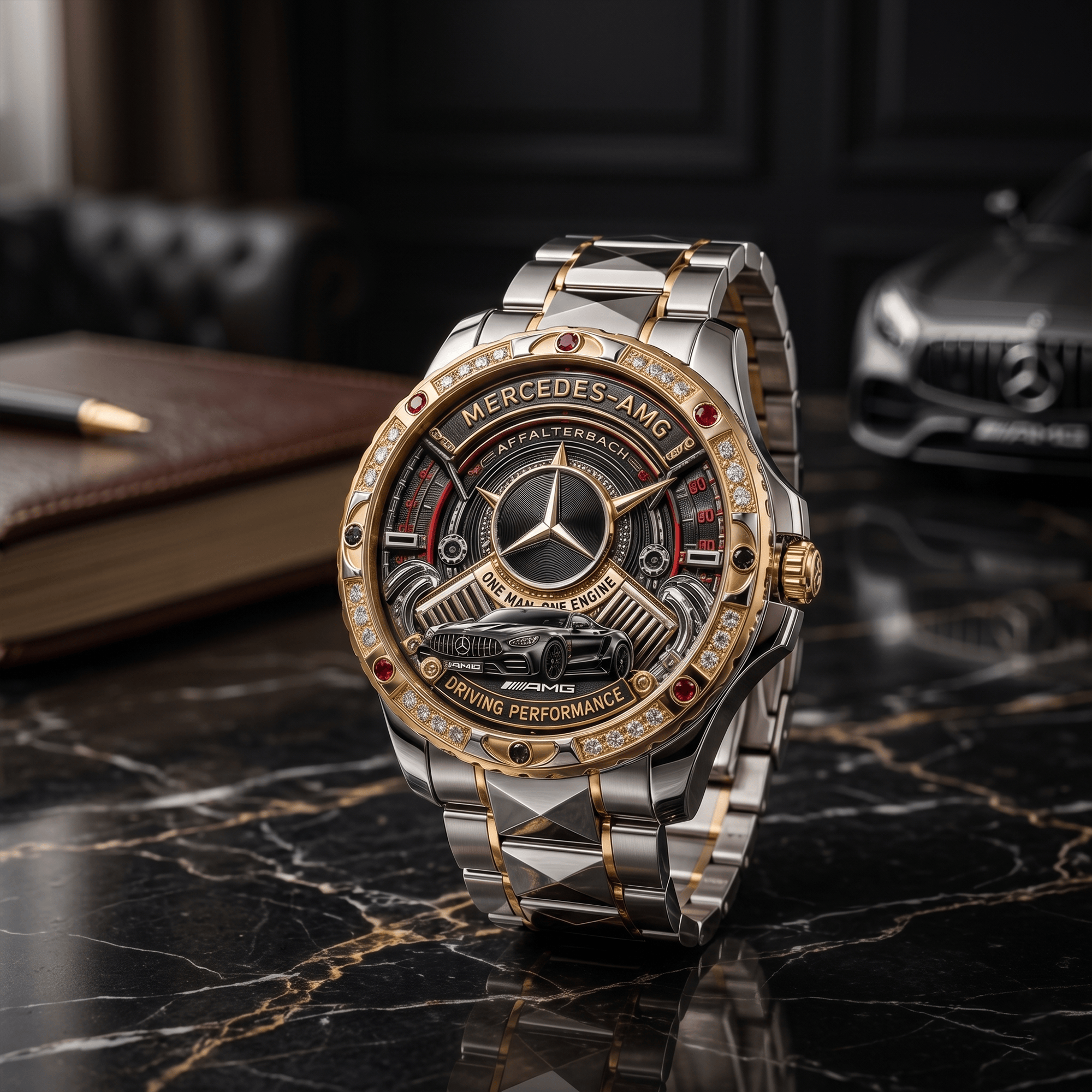 Montre Bicolore avec Diamants - Édition Mercedes-AMG