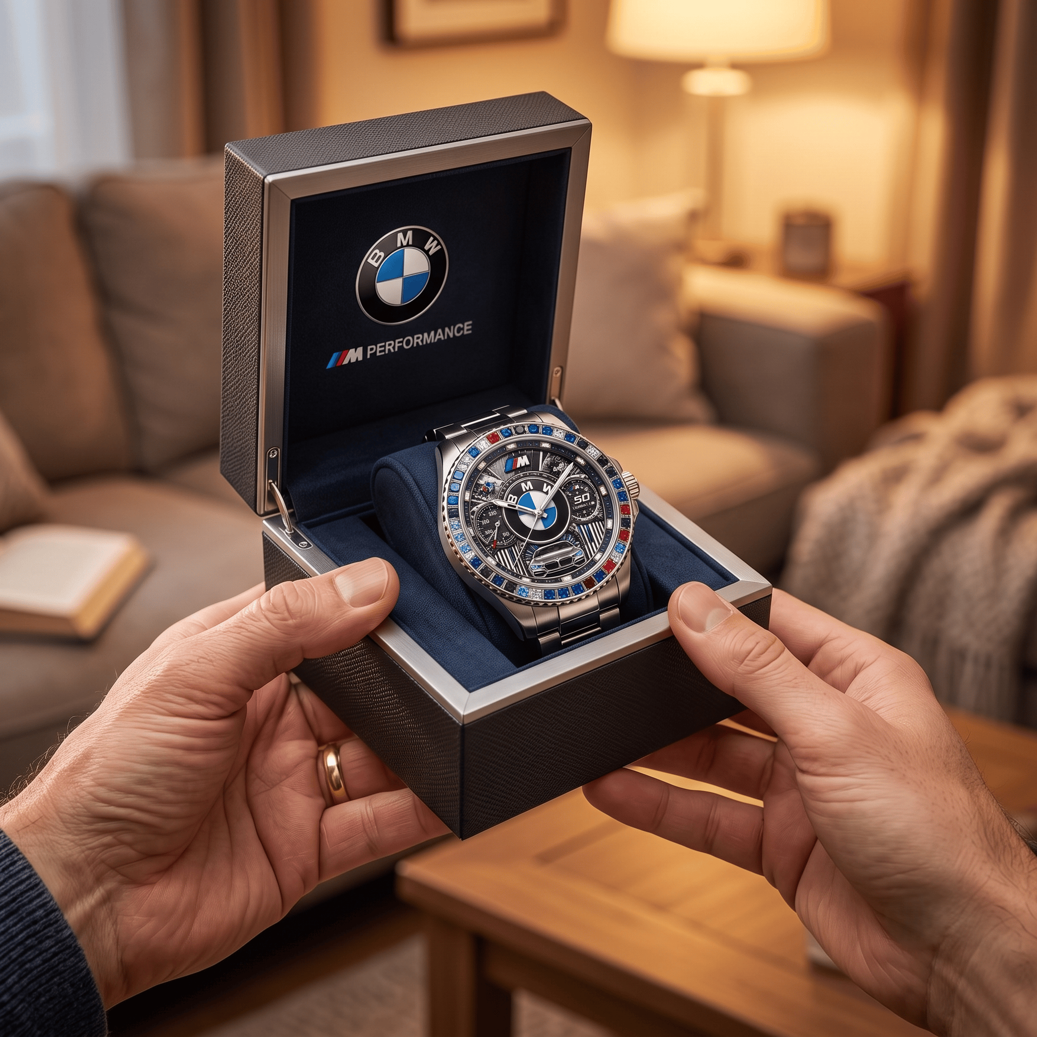 Montre Chronographe Argentée avec Cristaux - Édition BMW