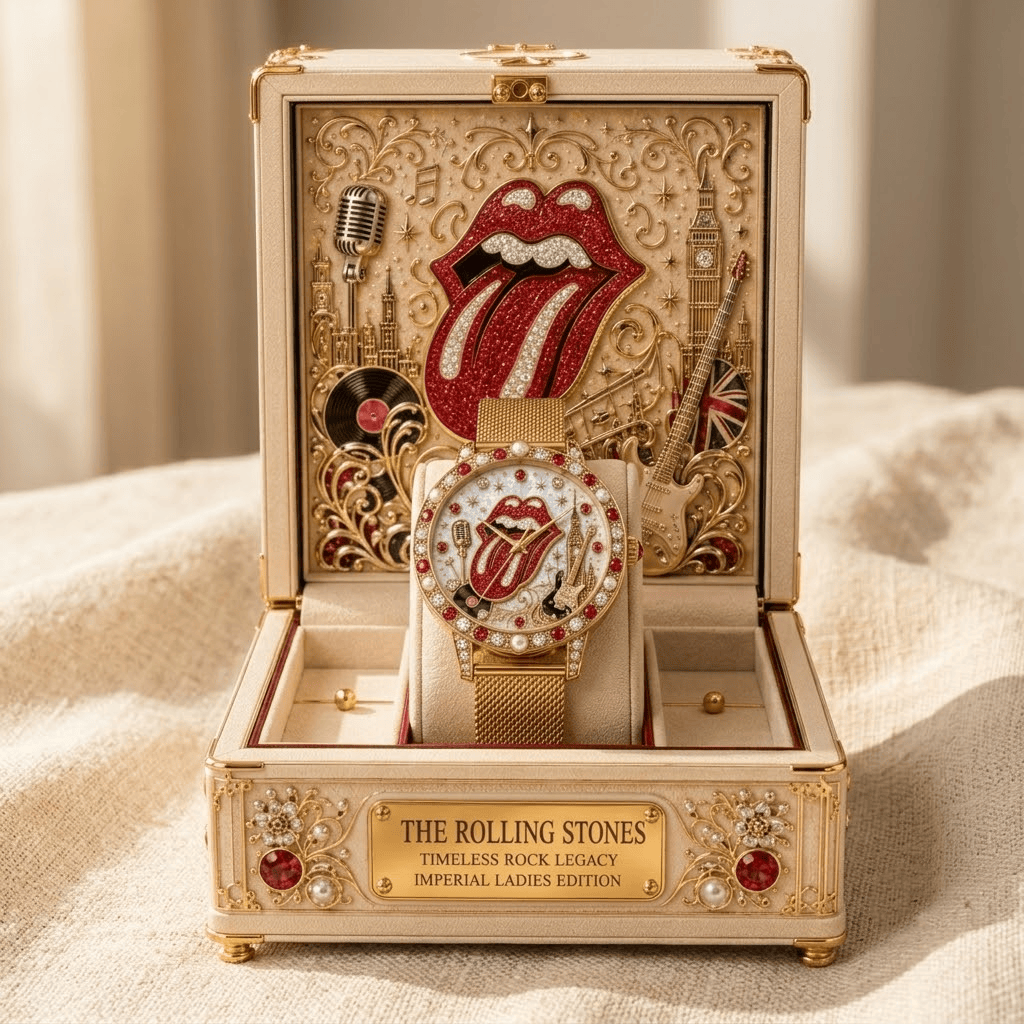 Montre Femme Dorée avec Perles & Cristaux - Édition Rolling Stones