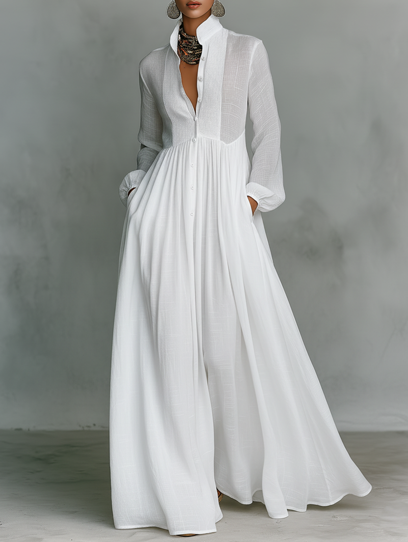Serena™ | Robe Maxi Fluide avec Boutons Avant